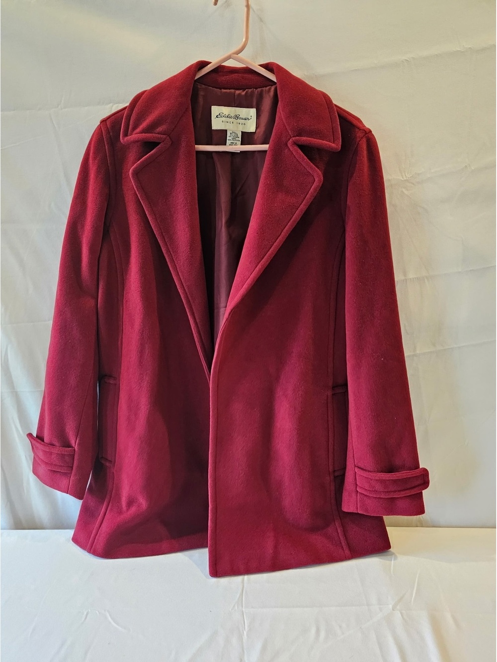 Eddie Bauer Women's Burgundy Wool Blend Coat Medium